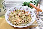 Pasta with shrimps, trout and red lumpfish roe