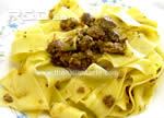 long pasta with hare sauce