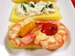 Crostoni di polenta con gamberi