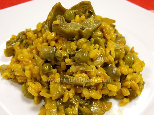 Risotto con carciofi e piselli
