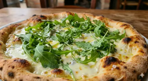 Rocket and mozzarella on pizza