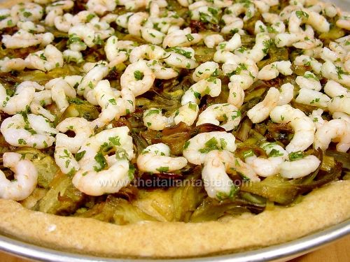 Artichoke-and-shrimp quiche