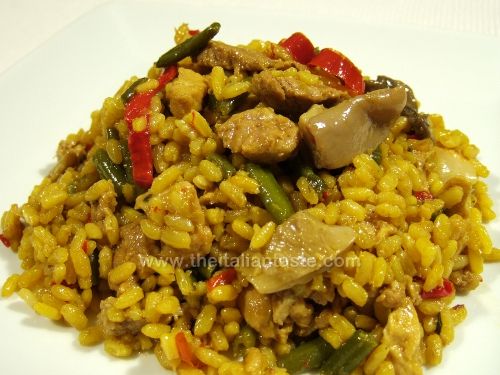 Paella carne e verdura