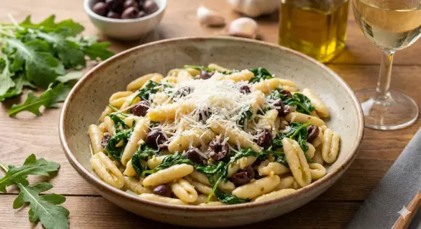 Cavatelli with rocket and olives