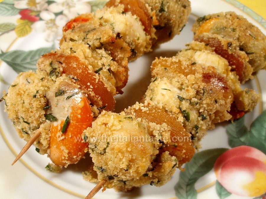 Capesante gratinate con albicocche secche